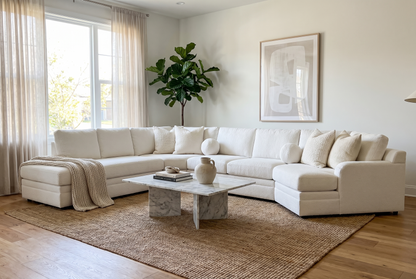 Carson Sectional in white boucle performance fabric