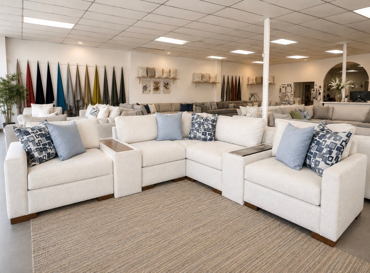 San Diego Sectional with built-in console tables in the Sofa USA showroom